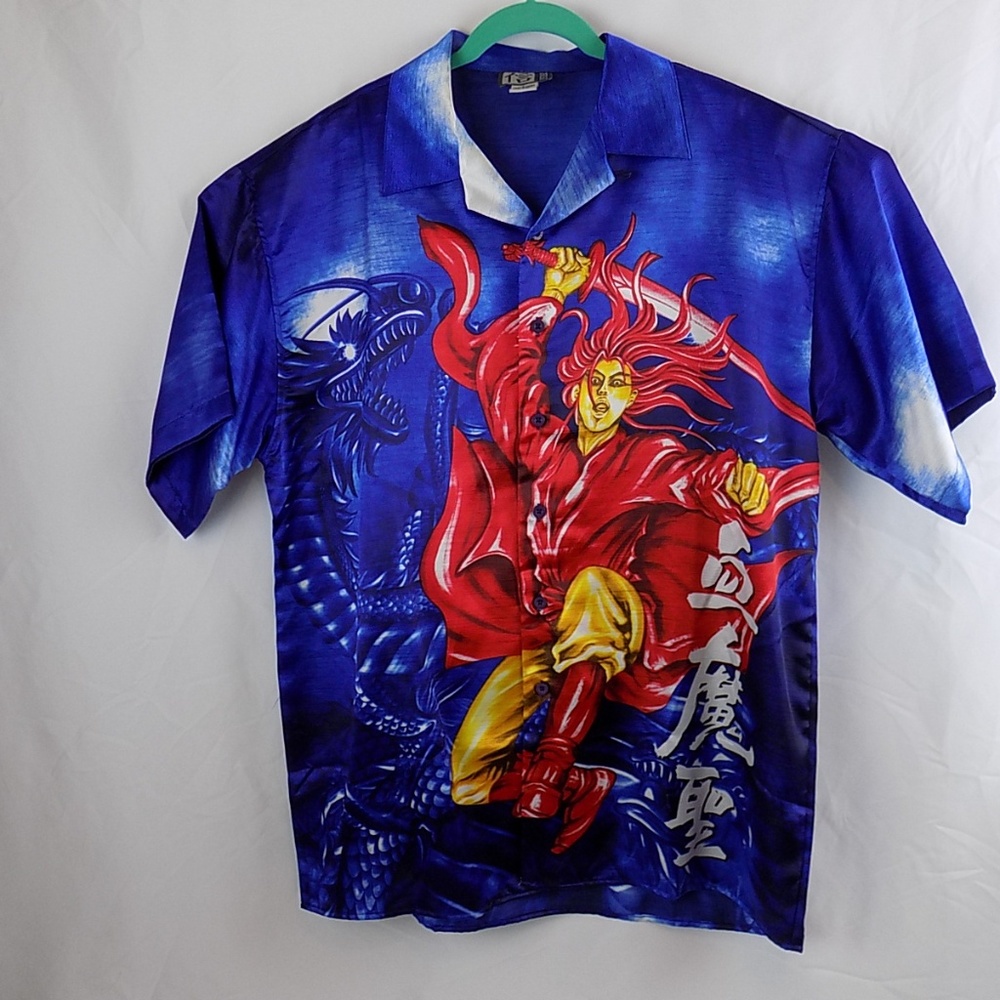 Trust Mens Size L Blue Button-Down Shirt Asia